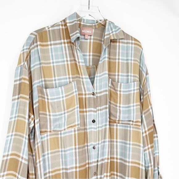 Show Me Your MuMu Leo Plaid Button Down Duster Top S - Picture 4 of 8